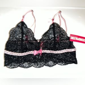 Size small black pink bralette lace unlined